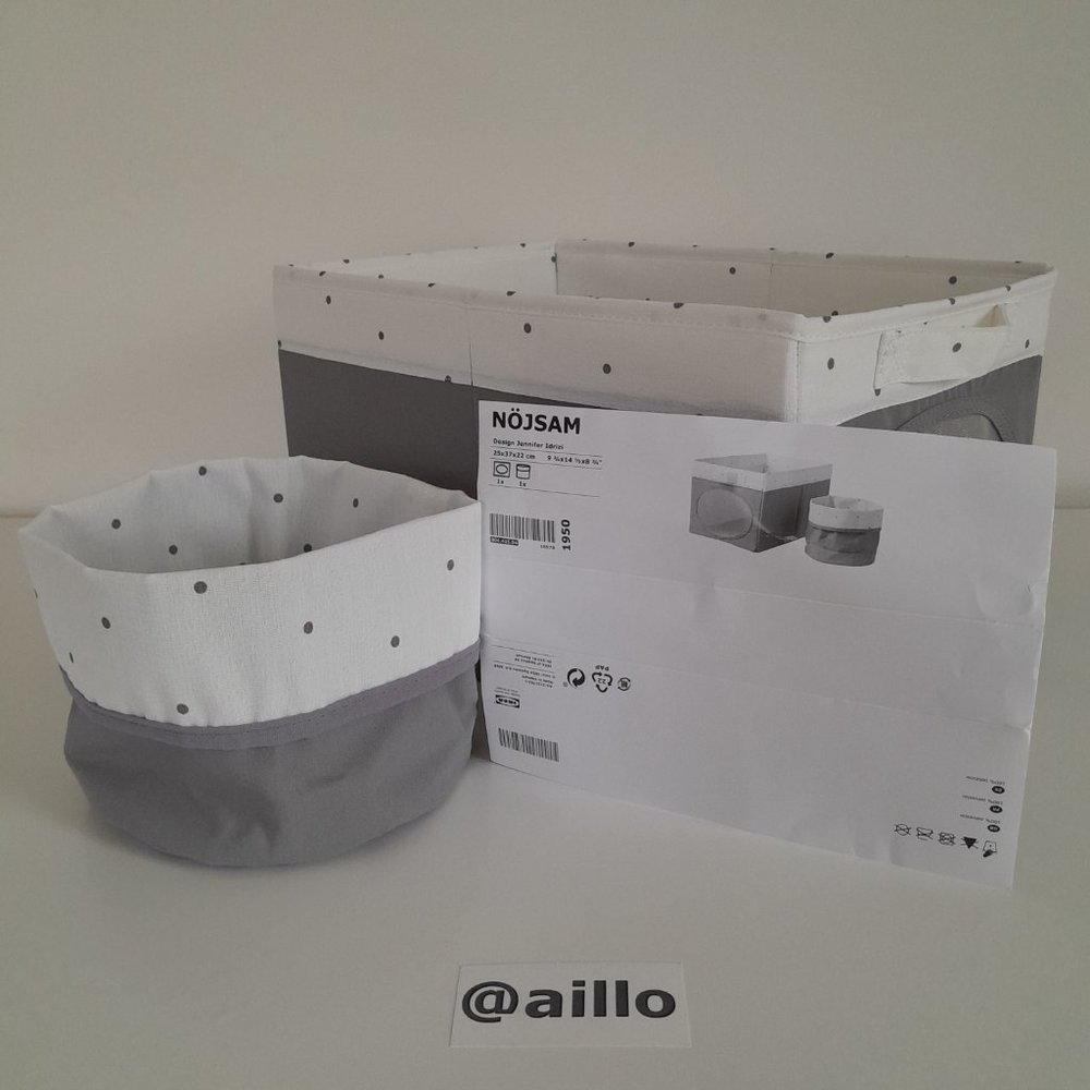 IKEA NOJSAM Box and basket, grey